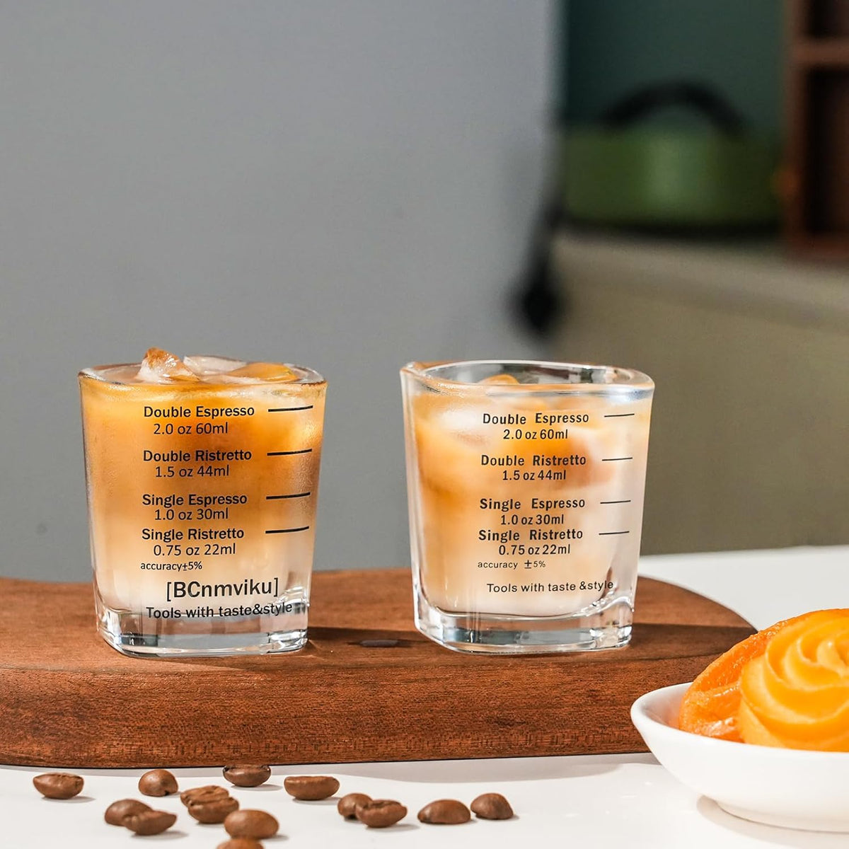 BCnmviku 2 oz Espresso Shot Glass Measuring Cups - 2 Pack